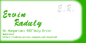 ervin raduly business card